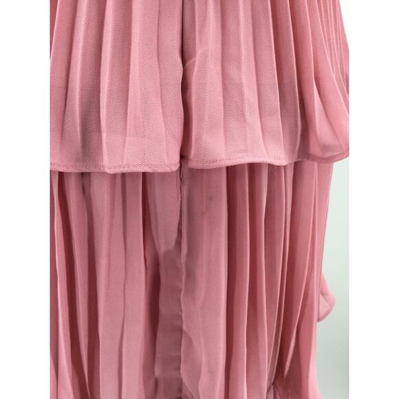 LULU'S  XS Mesmerizing Essence Pink Pleated Backless Tiered Maxi Dress B91 - Picture 5 of 10